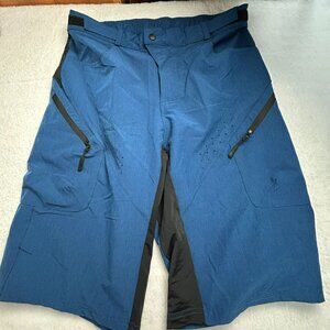 Priessei Men's Colorblock Mid Rise Outdoor Activewear Biking Shorts Blue XL
